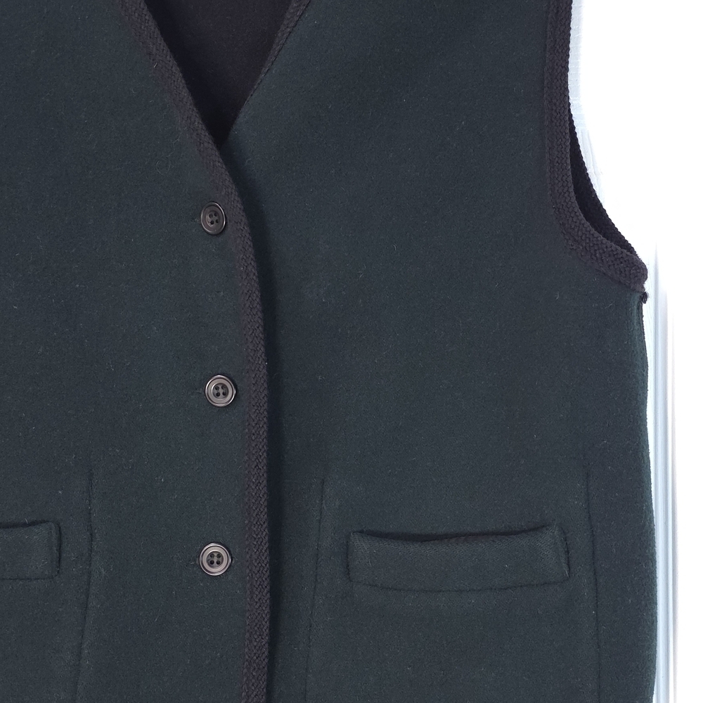 Vintage Reversible Green Black Wool Button Front Vest Unisex Size M - Picture 4 of 14
